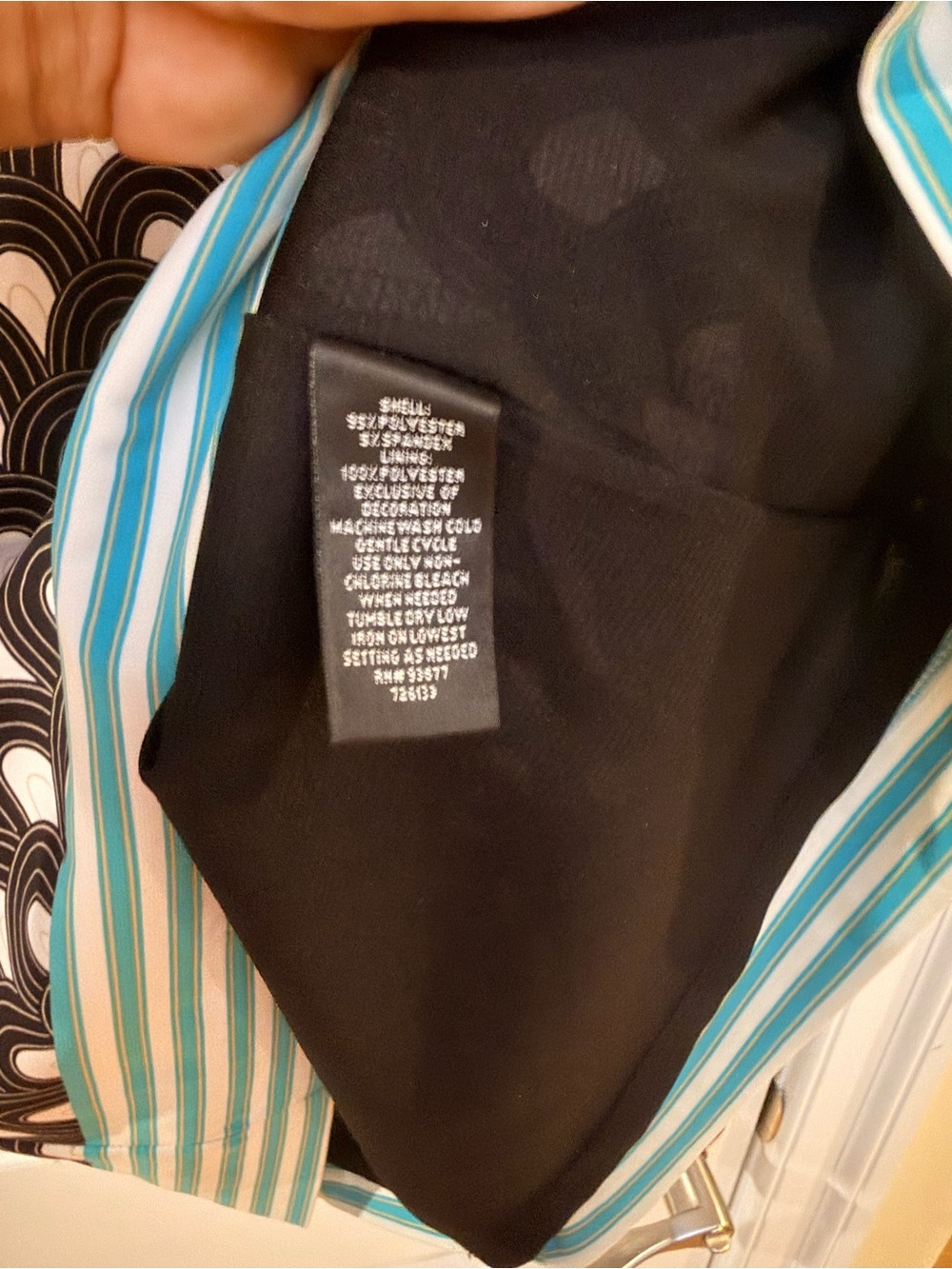Ladies Size 10 "Nicole Miller" Black & White Swim Coverup Teal Crochet Neckline - Picture 3 of 7